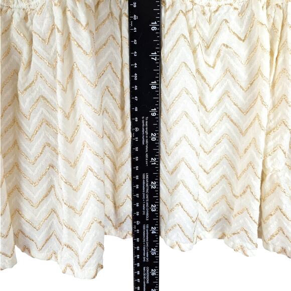 Womens Top XL Boho Chic Peasant Cottagecore Smocked Chevron Feminine Mock Neck - Picture 4 of 8